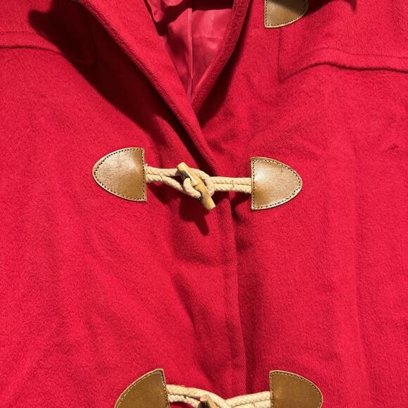 Vintage Eddie Bauer Red Wool Toggle Coat Union Made Size Medium - Picture 2 of 8